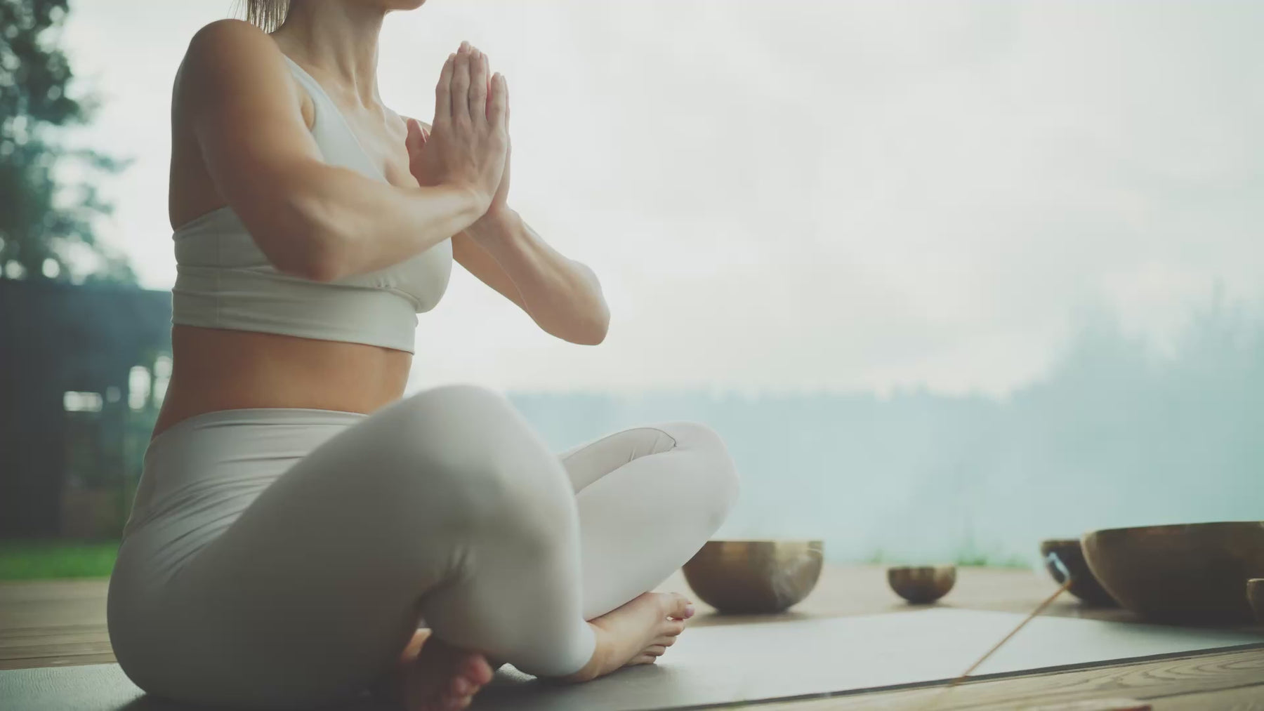 Tibetan singing bowl yoga and meditation practice, handcrafted by Serene Streams artisans in the Himalayan tradition of Nepal